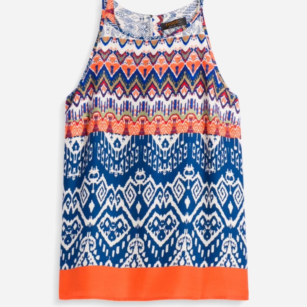 Stitch Fix Renee C Alexto Halter Blouse - orange navy Sz Small Tank